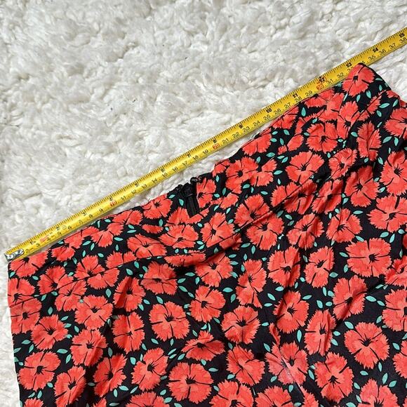 Anthropologie Coral Floral Capris Flowy Ruffle Wide Leg Zipper Side ZZ28 - Picture 8 of 12